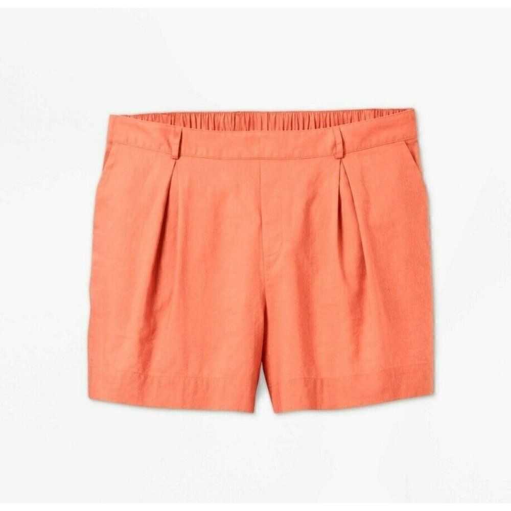 Ava & Viv Women's Plus Size Linen Shorts - 3X, 4X‎ Orange Red